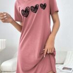 نايت شيرت قطن نص كم استريتش بطبعه -كشمير