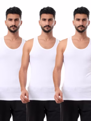 مجموعة من ثلاثة فانلات داخلية قطن 100% قابلة للتهوية