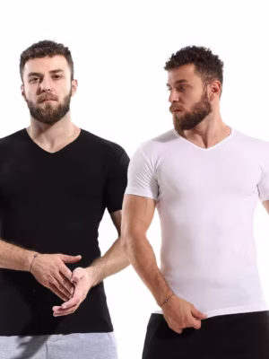 ٢ نص كم رقبه علي شكل سبعه قطن استريتش رجالي