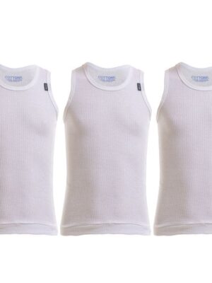 ٣فانلات مضلعه قطونيل اطفال ابيض