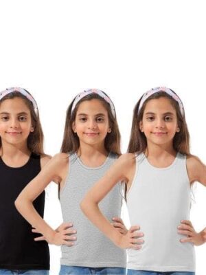 مجموعه من 3 فانله حماله عريضه قطن مريح بنات