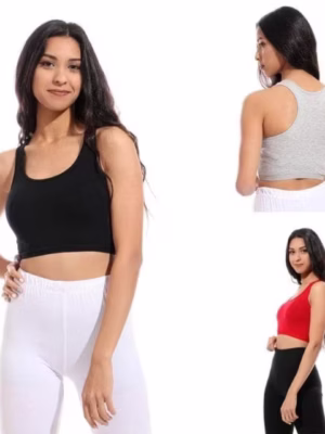 ٣ برا حريمي غير مبطنه قطن استريتش تغطيه كامله