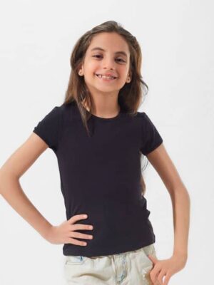 اندرشيرت نص كم طويل بناتي - اسود