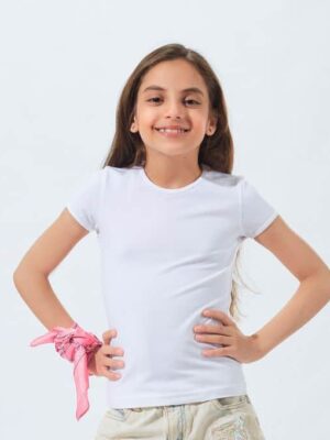 اندرشيرت نص كم طويل بناتي - ابيض