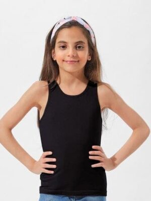 فانله حماله عريضه قطن مريح بنات- اسود