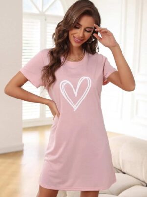 نايت شيرت قطن نص كم استريتش بطبعه -كشمير