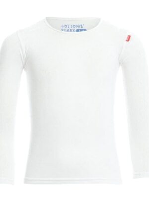 قطونيل فانله كم اطفال رقبه دائرية ابيض