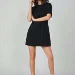 نايت شيرت قطن نص كم استريتش-اسود