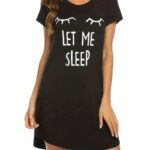 نايت شيرت قطن نص كم استريتش بطبعه -اسود