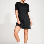 نايت شيرت قطن نص كم استريتش-اسود