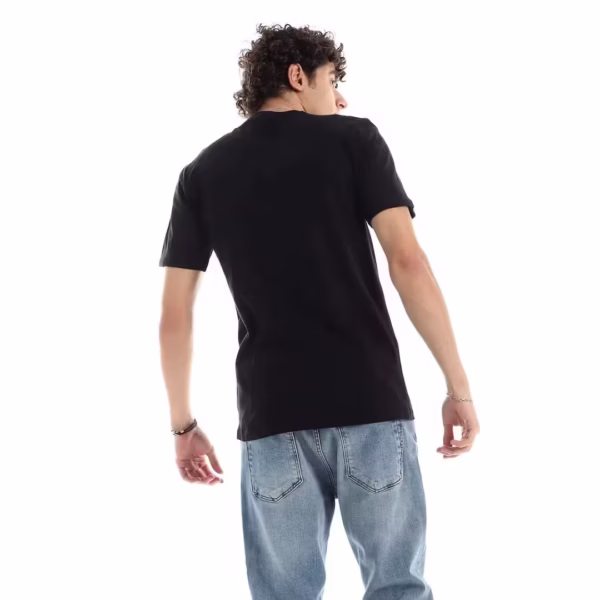 تيشرت رجالي نص كم حوض قطن  - اسود