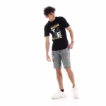 تيشرت رجالي نص كم حوض قطن  - اسود