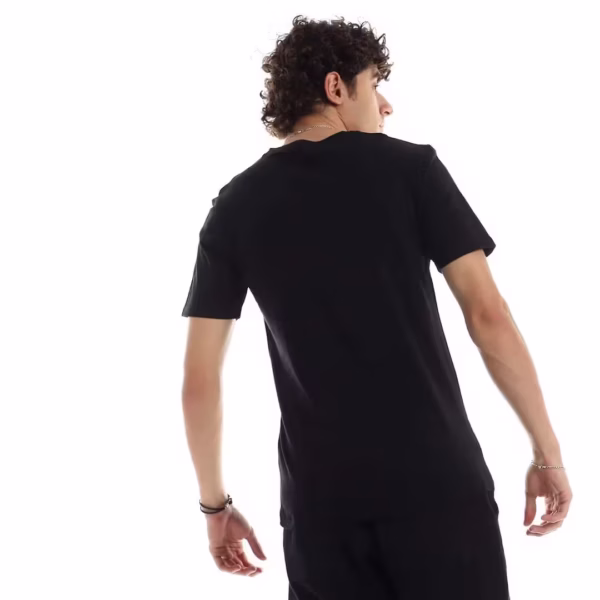 تيشرت رجالي نص كم حوض قطن  - اسود