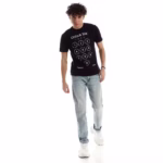 تيشرت رجالي نص كم حوض قطن  - اسود