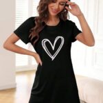 نايت شيرت قطن نص كم استريتش بطبعه -اسود