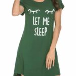 نايت شيرت قطن نص كم استريتش بطبعه -اخضر