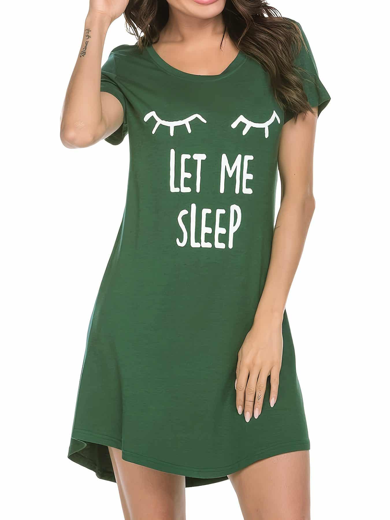 e47c6e42479b7e7ca417b0cd294600c7.jpeg نايت شيرت قطن نص كم استريتش بطبعه -اخضر - الصورة 1