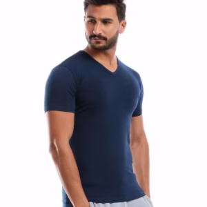 نص كم قطونيل رقبه علي شكل سبعه - كحلي