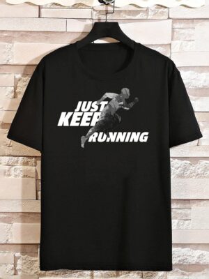 تيشرت رجالي نص كم حوض قطن  - اسود